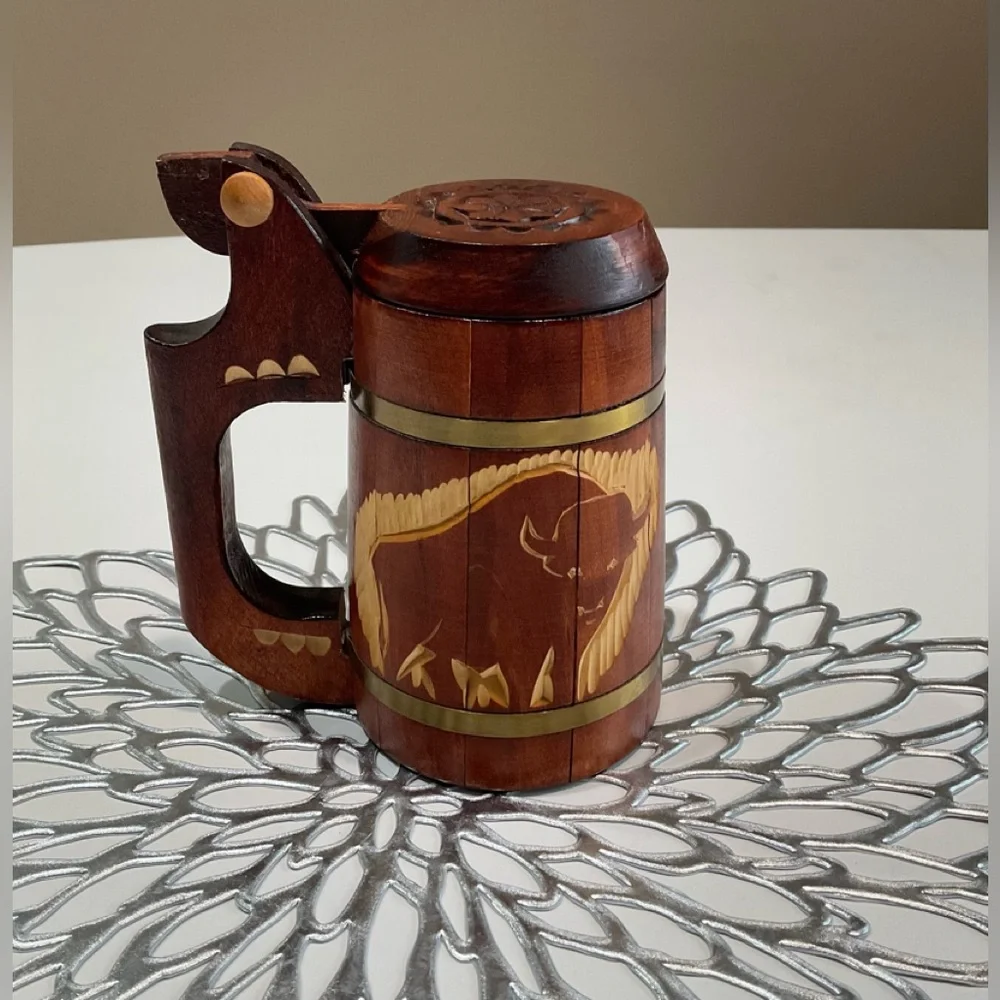 🪴Decorative Wooden Mug, 6.5” x 3.5”